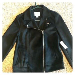Faux suede moto jacket